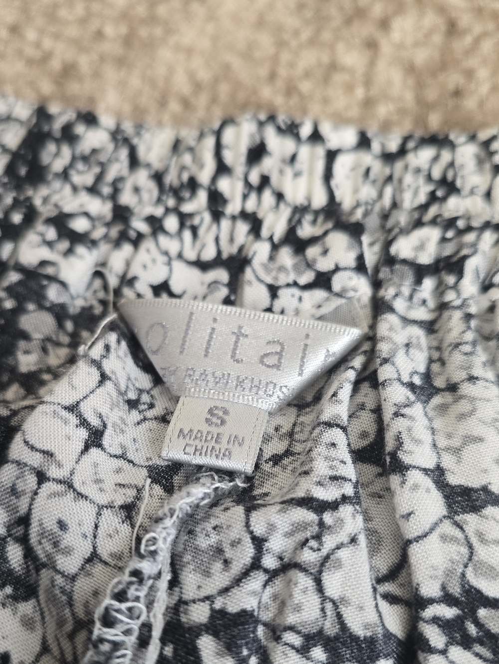 Wide Leg Printed Palazzo Pants - Black & White - Small - Picture 3 of 3